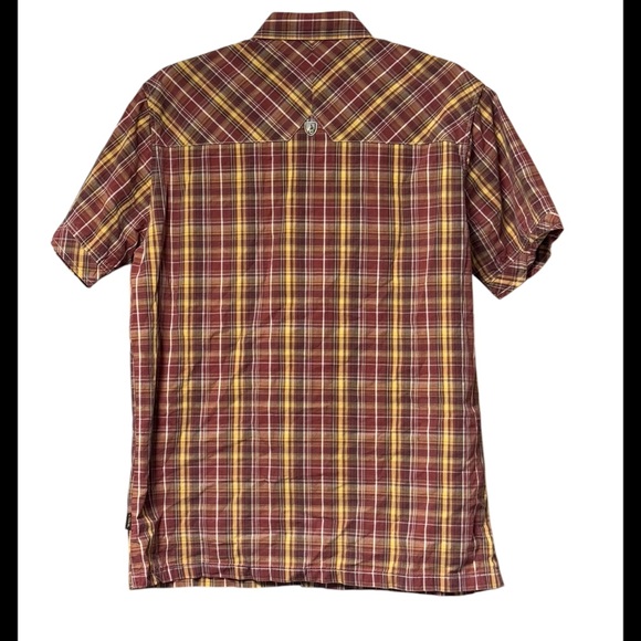 EUC KUHL Mens Orange Plaid Button Up Short Sleeve Shirt Size M Suncel - Picture 2 of 6